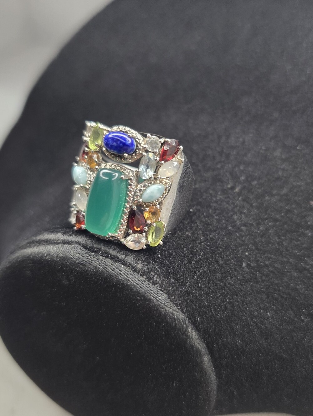 Ross-Simons Sterling Silver Natural multi-gemstone Confetti Ring Size 10 - Picture 5 of 12